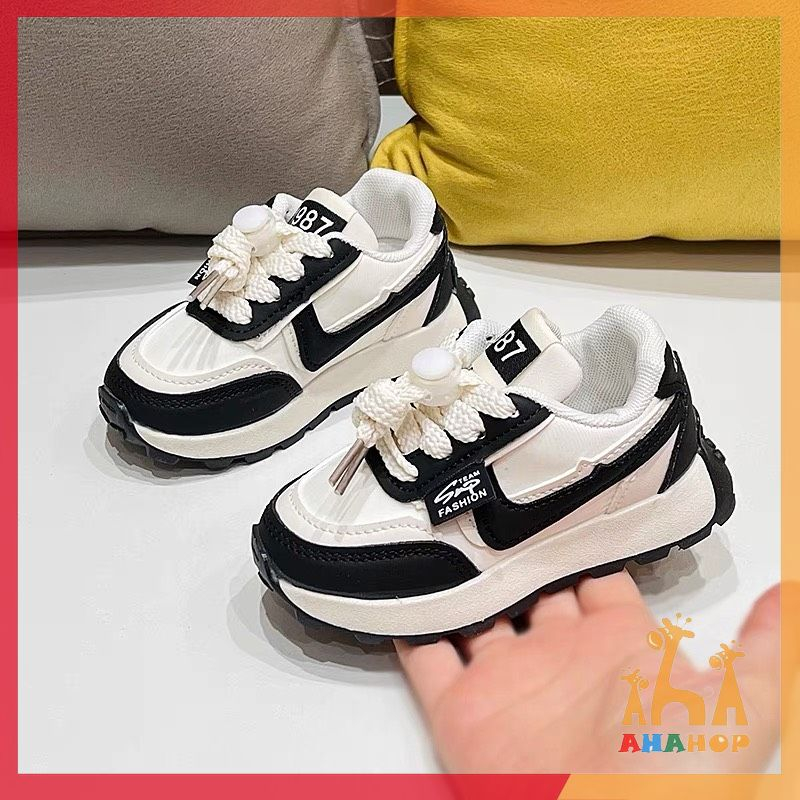 Giày thể thao bé trai bé gái, Giày sneaker cổ thấp 1987 phối dây buộc cực xinh chất PU êm mềm cho bé 1-5 tuổi A20