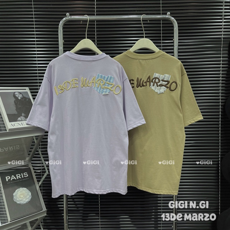 Áo phông 13de marzo phối sơ mi đính gấu thỏ bông