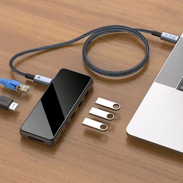 Dây Cáp Sạc Nhanh Thunderbolt 3 4 USB 4 PD3.1 240W 48V 5A Type C 40Gbps truyền hình ảnh 8K 60hz