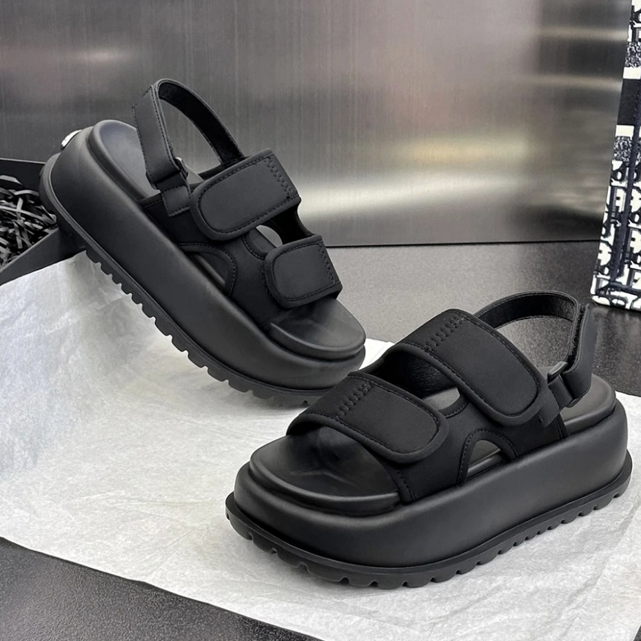 Dép sandal quai hậu nữ đế cao 7Black thời trang phong cách ulzzang nịnh chân