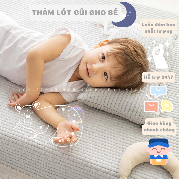 Thảm chần bông lót cũi trơn cho trẻ sơ sinh LOLBABY HÀN QUỐC