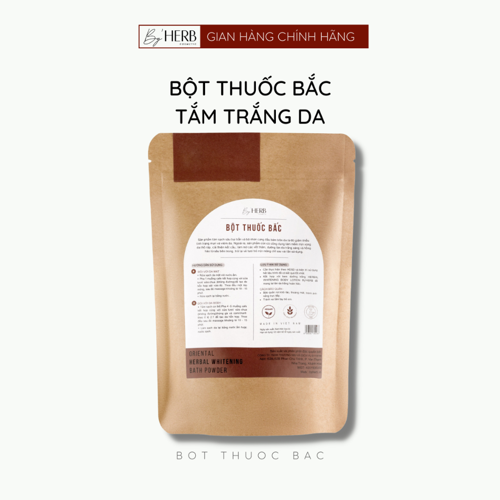 Combo Bột Tắm Trắng và Kem Dưỡng Trắng Da Herbal Whitening Body Lotion 500g By'HERB