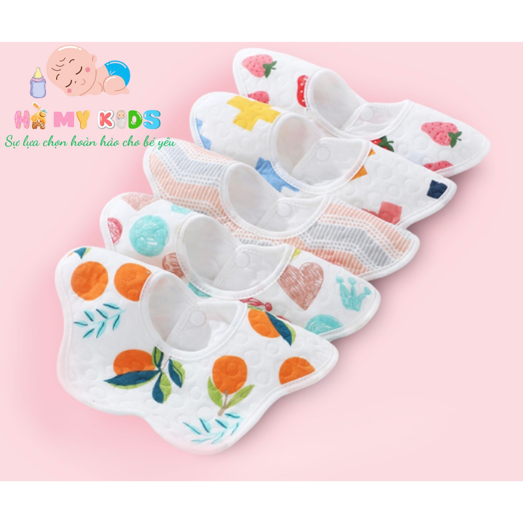 Yếm tròn xoay 360 độ cho bé chống thấm dùng cho ăn dặm hoặc là chiếc yếm dãi chống thấm với chất liệu 100% cotton