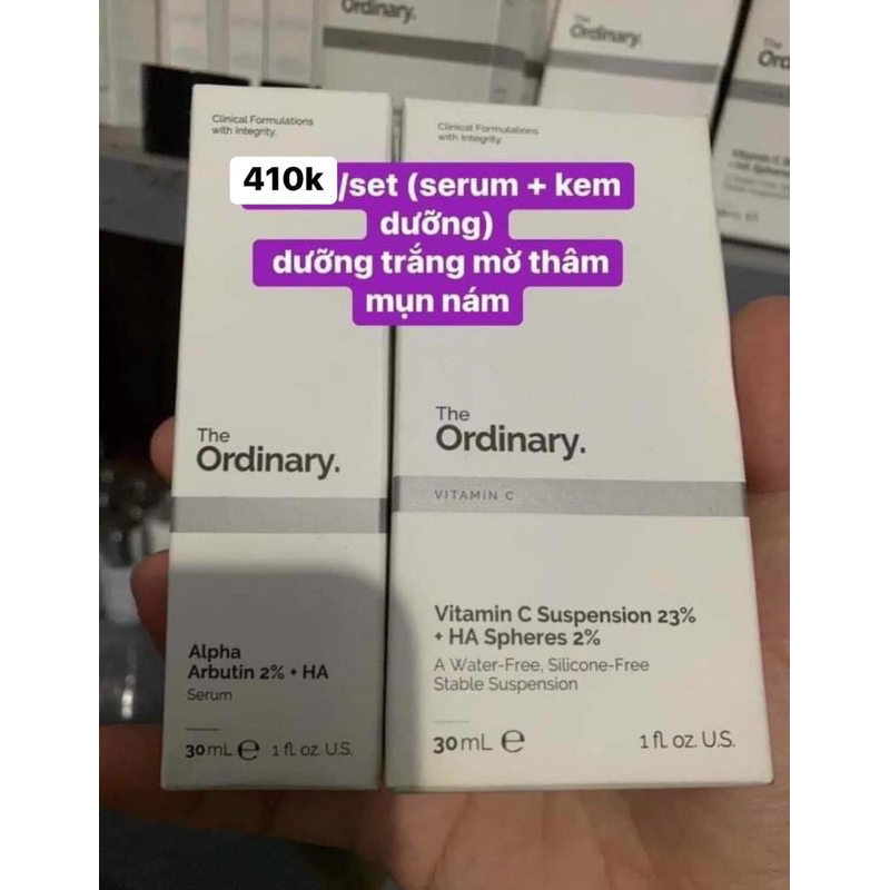 𝐓𝐡𝐞 𝐎𝐫𝐝𝐢𝐧𝐚𝐫𝐲 𝐀𝐥𝐩𝐡𝐚 𝐀𝐫𝐛𝐮𝐭𝐢𝐧 𝟐% + 𝐇𝐀 & kem dưỡng vitamin C the ordinary