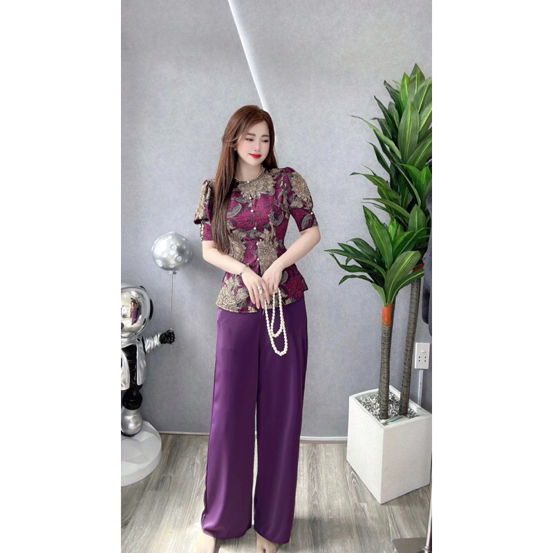 Bộ bà ba hoa tay phồng nút Ngọc 🌷🌷🌷🌷🌷