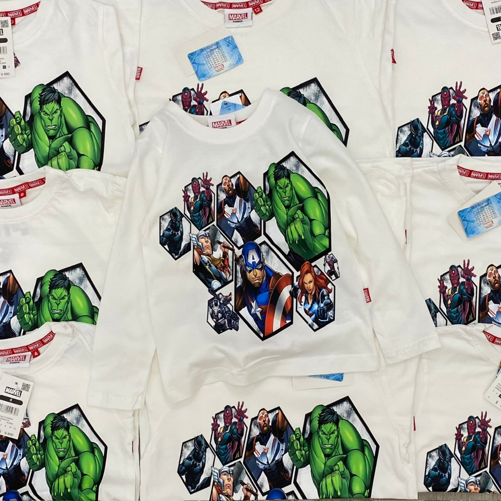 Áo cotton dài tay Marvel xuất dư xịn cho bé trai siêu đẹp