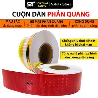 Cuộn Dán Phản Quang, Decal Dán Phản Quang, dán ô tô, xe máy, xe đạp, công trình thi công, rộng 5cm