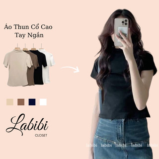 Áo Thun Cổ Cao Tay Ngắn Chất Thun Co Dãn Nhiều Màu, Labibi