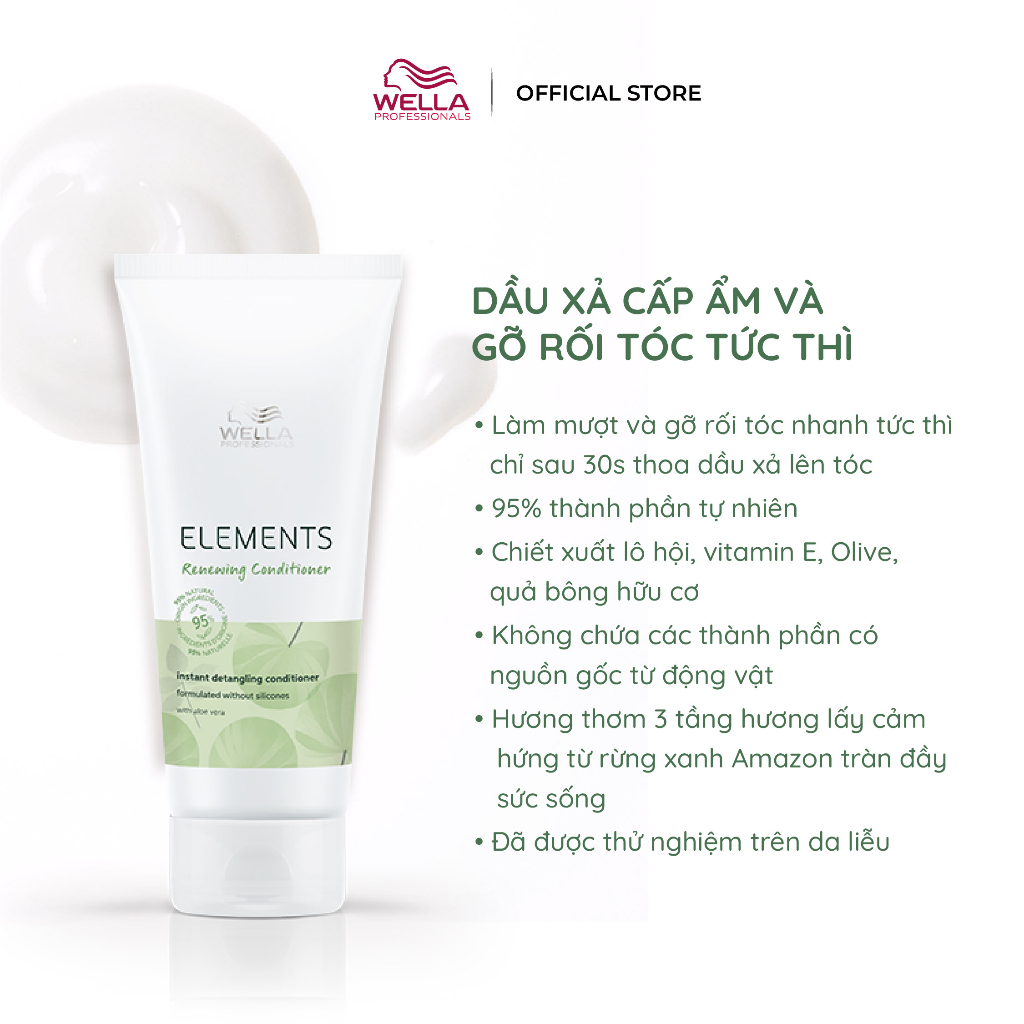 [NEW] Dầu xả cấp ẩm và suôn mượt tóc tức thì Wella Elements Renewing Conditioner 200ml-1000ml