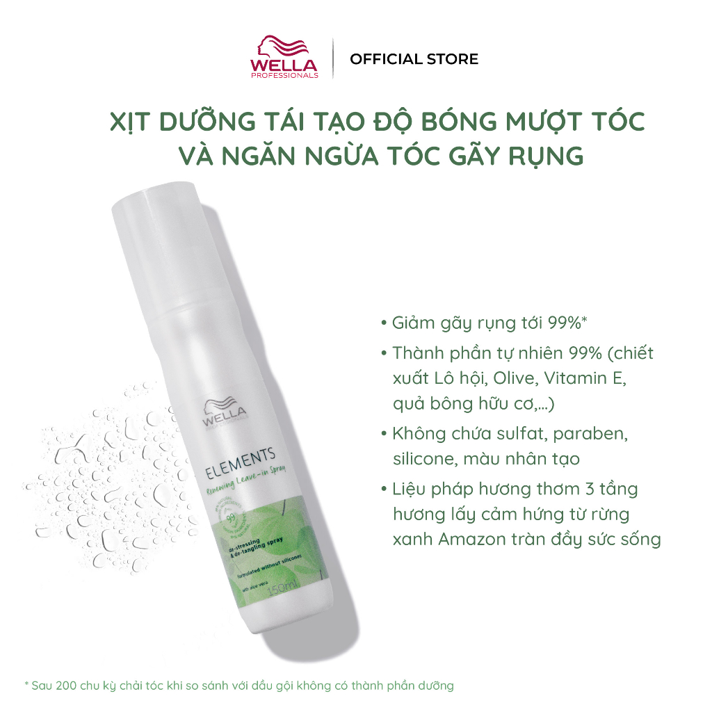 [NEW] Xịt Dưỡng Tái Tạo Độ Bóng Mượt Tóc Và Ngăn Ngừa Tóc Gãy Rụng Wella Elements 150ml