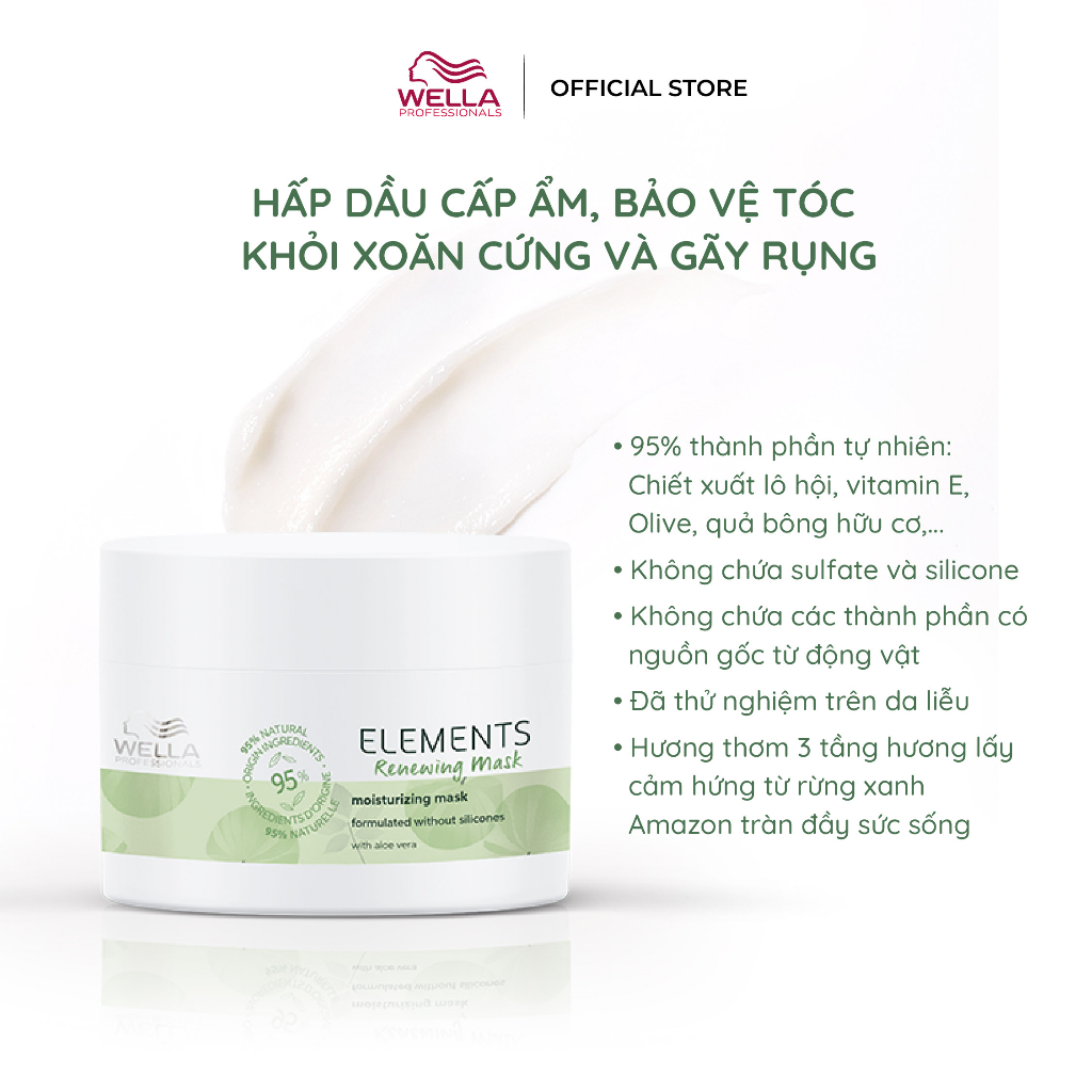 [NEW] Dầu hấp cấp ẩm bảo vệ tóc khỏi xoăn cứng và gãy rụng Wella Elements Renewing Mask 150ml-500ml