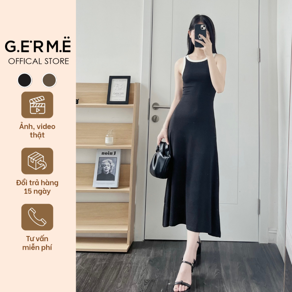Đầm Maxi Nữ Hai Dây Dáng Dài, Váy 2 Dây Dáng Dài Ôm Body Khuyết Lưng VVNN072301 Thiết Kế By Germe