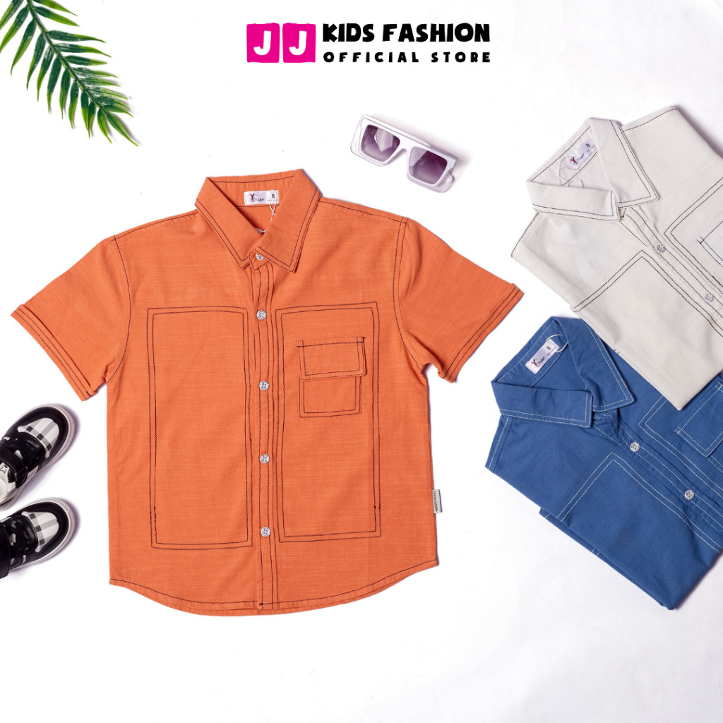 Áo sơ mi cộc tay cho bé trai hàng cao cấp phong cách thời trang Hàn Quốc - JJ Kids Store