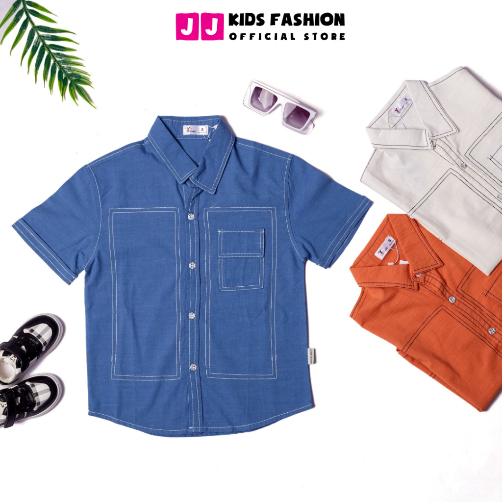 Áo sơ mi cộc tay cho bé trai hàng cao cấp phong cách thời trang Hàn Quốc - JJ Kids Store