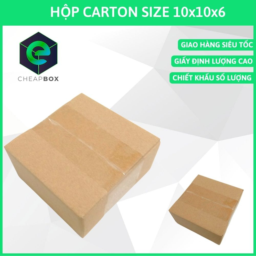 100 hộp carton sóng E size 10x10x6