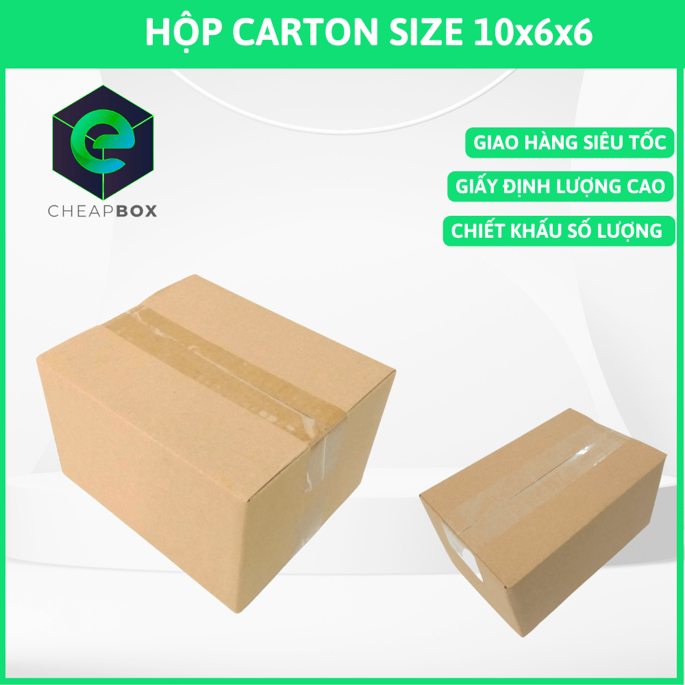 1000 hộp carton đóng hàng size 10x6x6