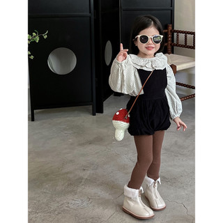 Set bộ áo kẻ có cổ và quần yếm nhung qccc
