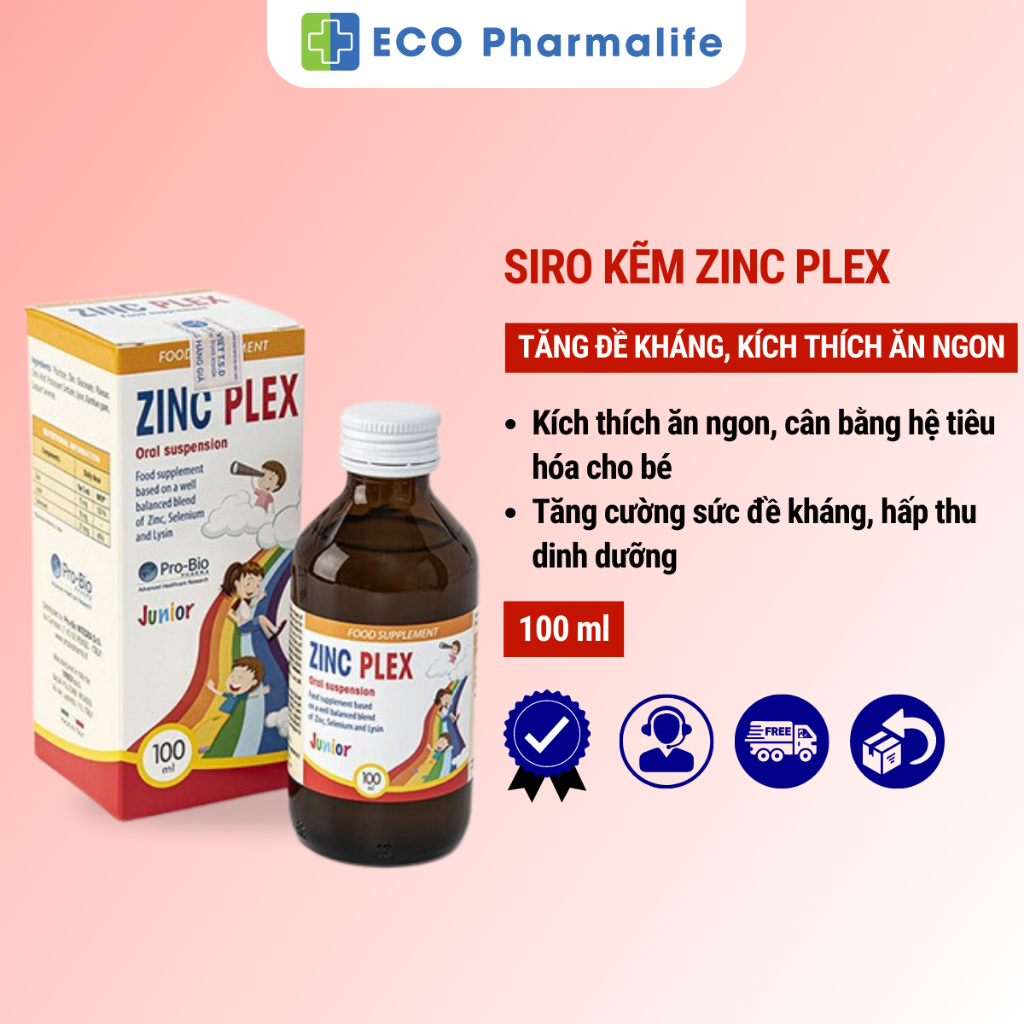 Siro ZinC Plex Hộp 100ml- Bổ sung Kẽm, Lysine, Selen giúp bé tăng sức đề kháng, ăn ngon miệng