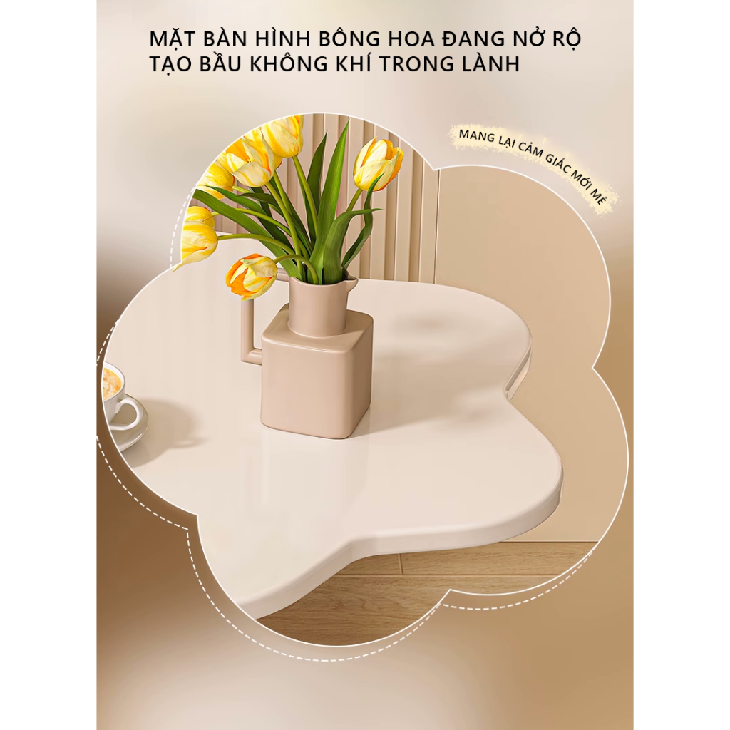 Bàn trà sofa hình bông hoa decor siêu xinh, Bàn cafe chân sắt vững chắc thương hiệu MEIR - C111