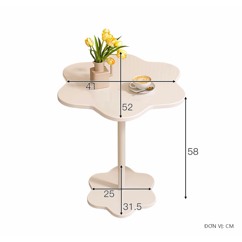 Bàn trà sofa hình bông hoa decor siêu xinh, Bàn cafe chân sắt vững chắc thương hiệu MEIR - C111