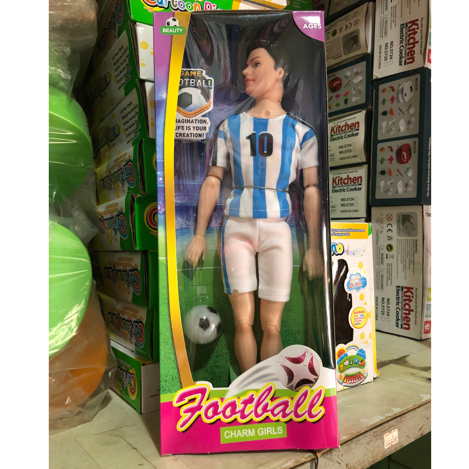 Hộp búp bê cầu thủ bóng đá số 10 cho bé có các khớp có thể tạo dáng cho bé