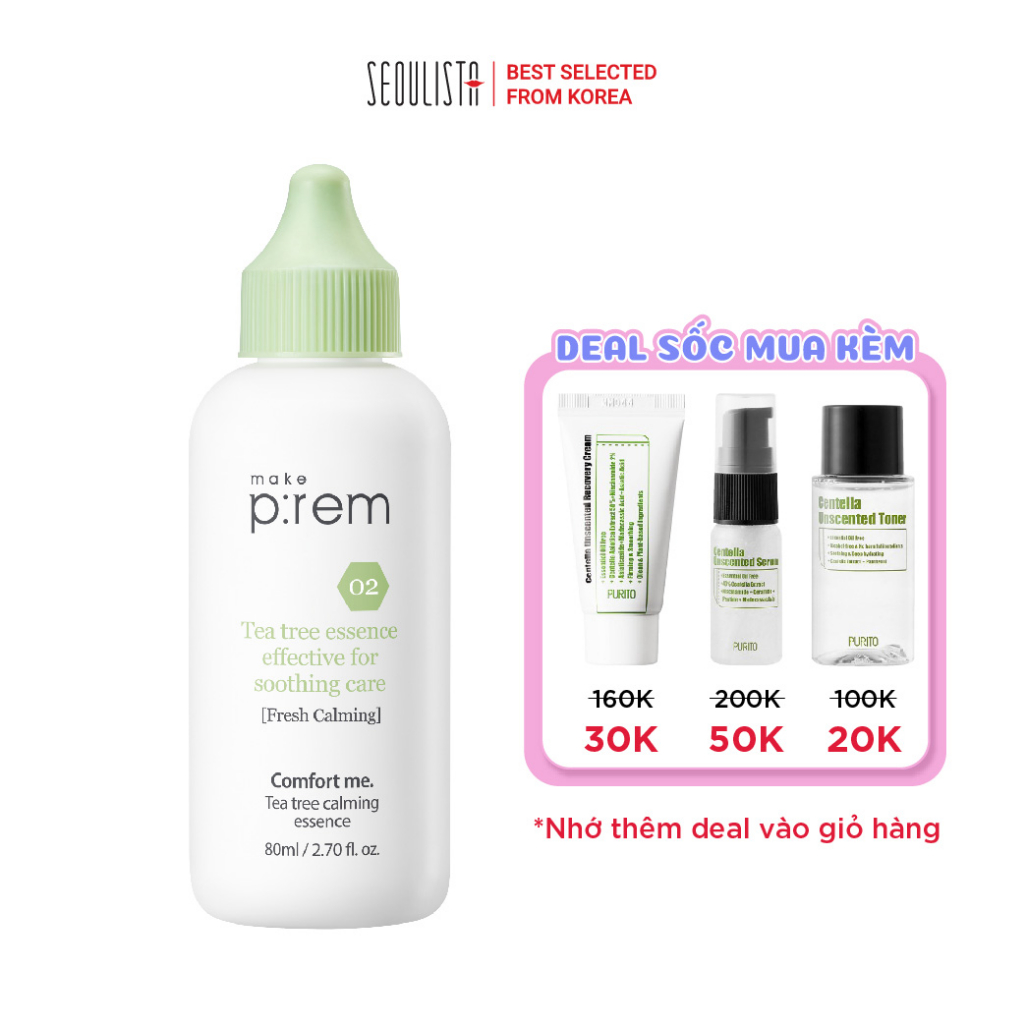 Tinh Chất Chiết Xuất Tràm Trà Make P:rem Comfort Me Tea Tree Calming Essence 80ml