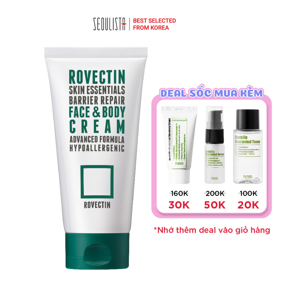 Kem dưỡng cho da mặt và body ROVECTIN Skin Essentials Barrier Repair Face & Body Cream