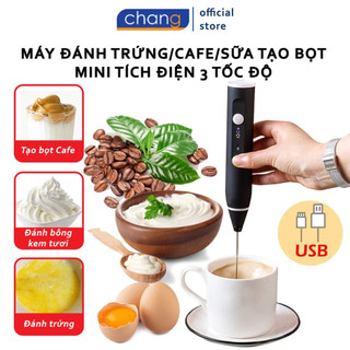 Máy Đánh Trứng, Máy Trộn Tạo Bọt Cà Phê Chạy Điện Sạc USB Tiện Lợi 3 Tốc Độ