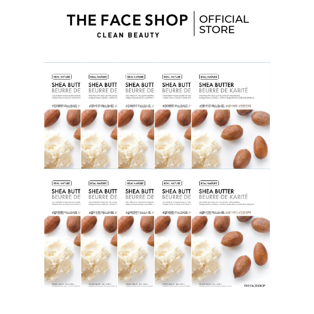 Set 10 Mặt Nạ TheFaceShop Real Nature Shea Butter Face Mask 20g