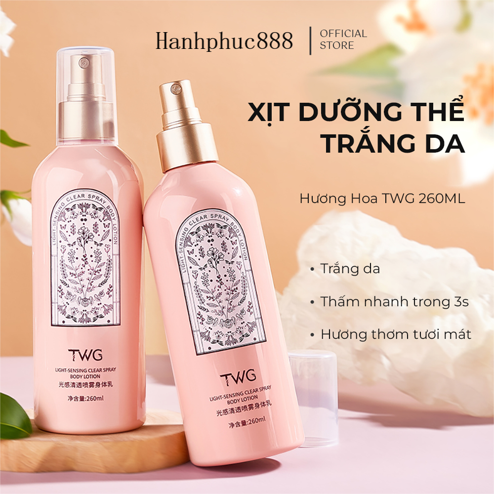 【Mua 1 Tặng 2】Xịt Dưỡng Thể Trắng Da Twg, Twg Giảm Mụn Lưng, Dưỡng Ẩm, Cải Thiện Dày Sừng Nang Lông