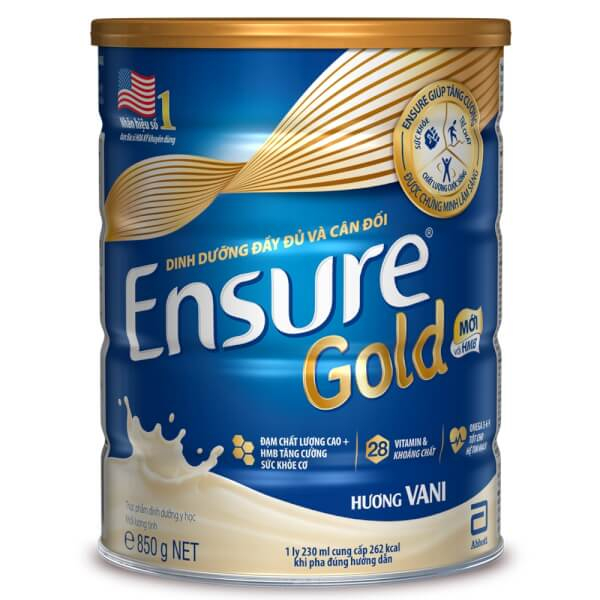 Sữa bột Ensure gold 850g Hương Vani