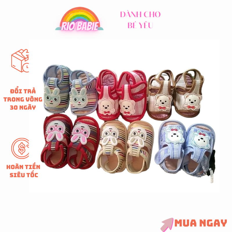 Giày tập đi đế vải chống trượt cho bé từ 5_12 tháng
