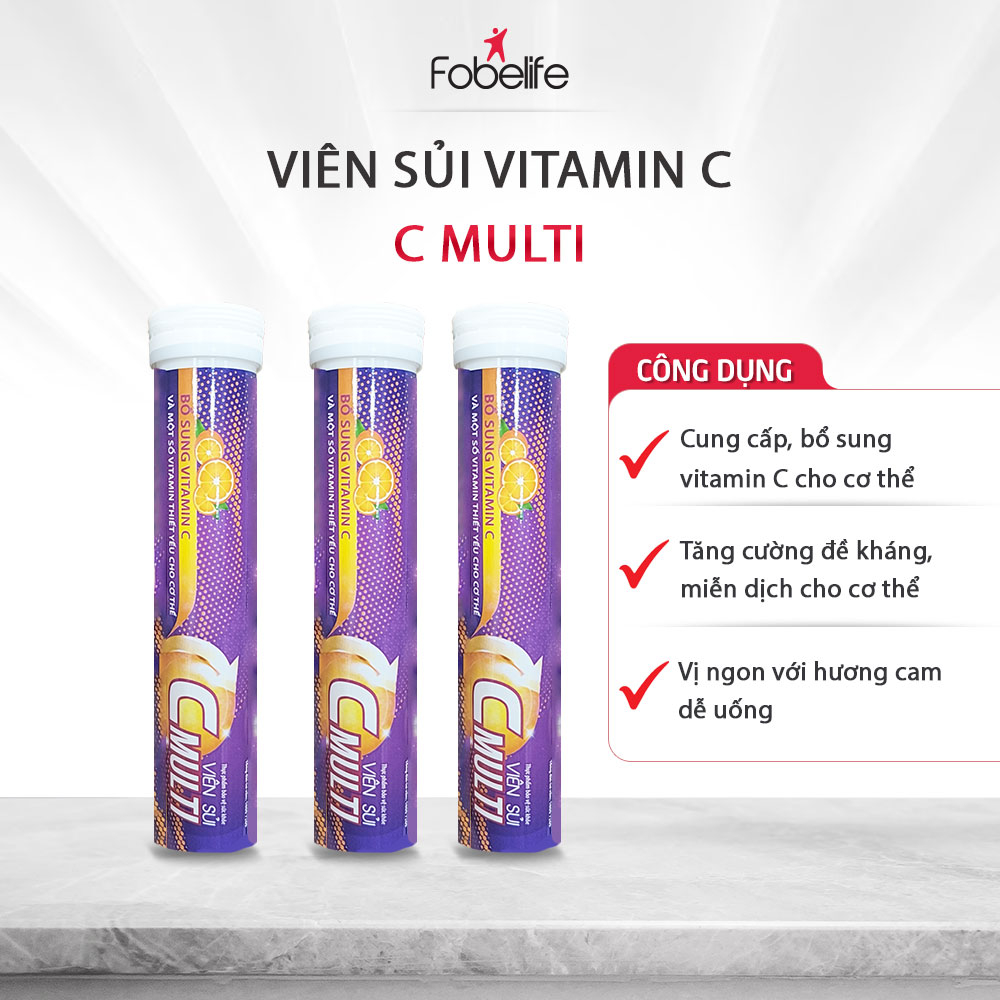 Viên sủi bổ sung vitamin c Multi C Fobe- tuýp 20 viên