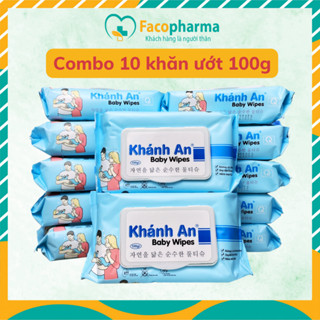  Combo 10 bịch Khăn ướt cho bé không mùi không cồn an toàn sử dụng cho bé Khánh An 