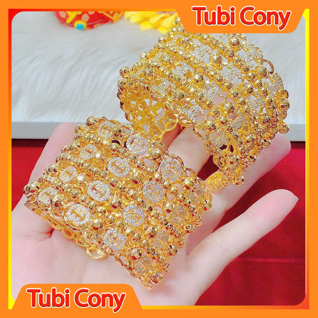 Vòng Tay Nữ Ximen Mạ Vàng 18K Bốn Hàng Chạm Khắc Đính Đá Sang Trọng ( 01 Vòng )