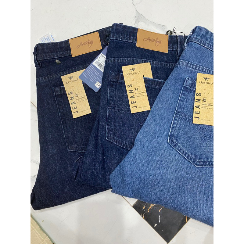 Quần jeans, quần bò  nam Aristino  100% cotton thấm hút  tốt dáng suông nhẹ AJN01601