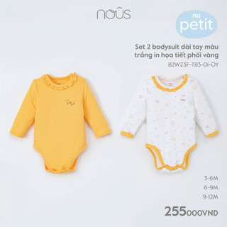 Set 2 bộ bodysuit Nous dài tay phối nhiều màu chất liệu Nu Petit kháng khuẩn dành cho bé từ 0-3 tháng đến 12-18 tháng