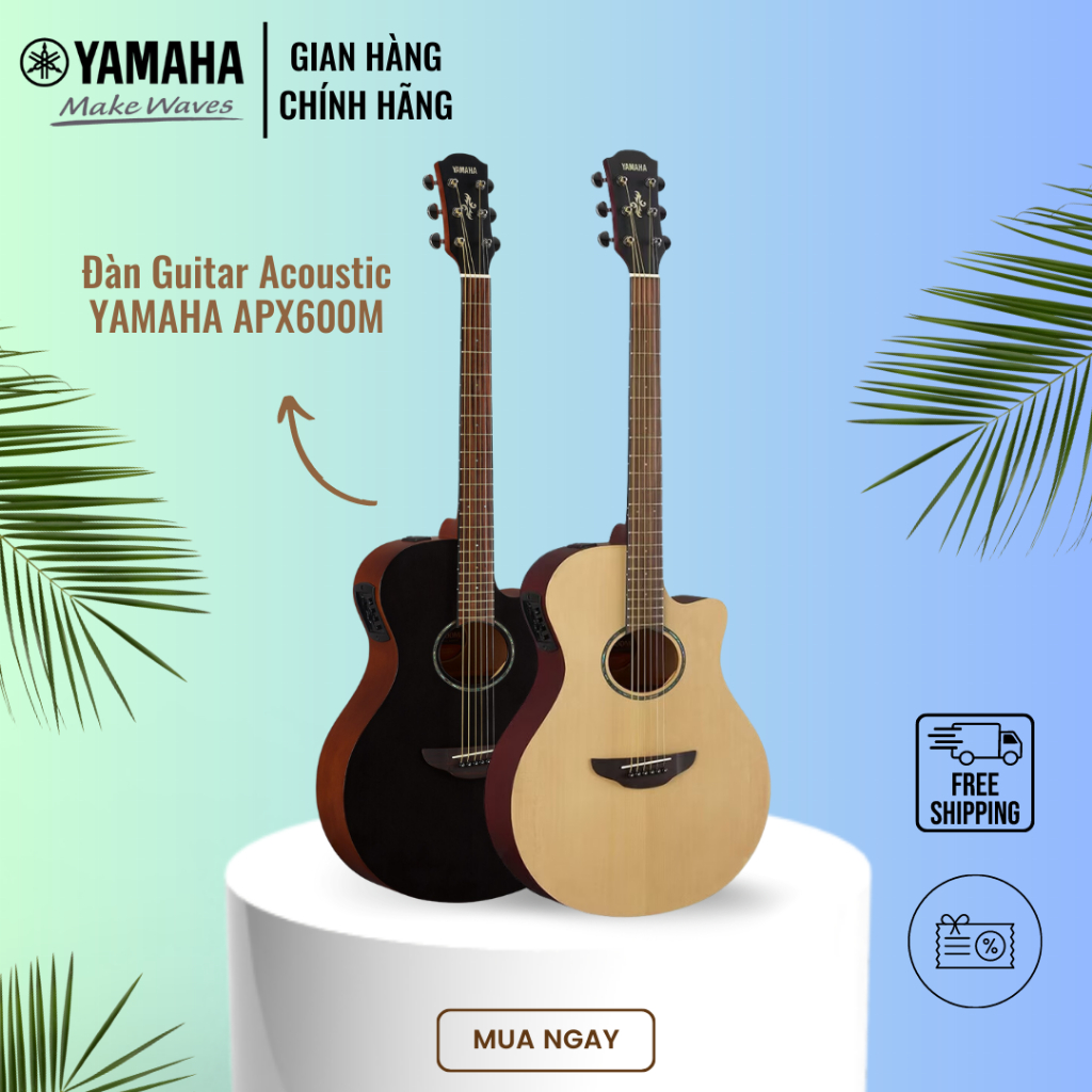 Đàn Guitar Acoustic YAMAHA APX600M - Thiết kế đặc biệt với thân đàn mỏng, lỗ âm thanh hình bầu dục, âm thanh dày dặn, bả