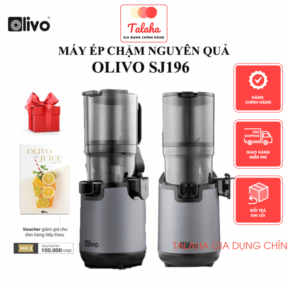Máy Ép Chậm OLIVO SJ196 - Ép Trái Cây Nguyên Quả - Động Cơ AC Cao Cấp, Êm Nhất Thị Trường -BH 24 tháng chính hãng TALAHA