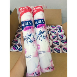 Combo 2 Bông tẩy trang Aura Cotton mềm mịn không xơ 150 miếng