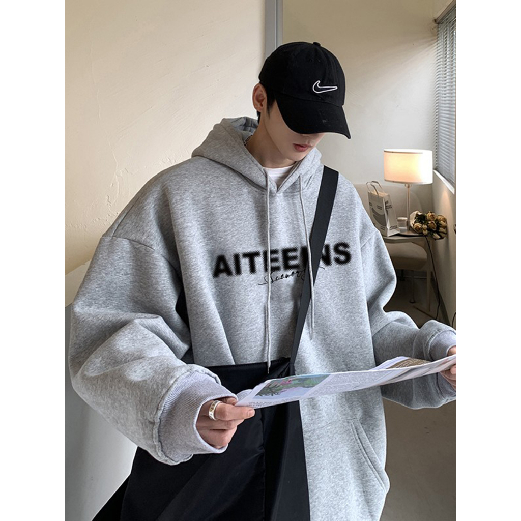 Áo hoodie nam nữ form rộng, áo khoác hoodie nam ATTENINS 2 màu đen xám Basic thời trang Ulzzang Hàn Quốc
