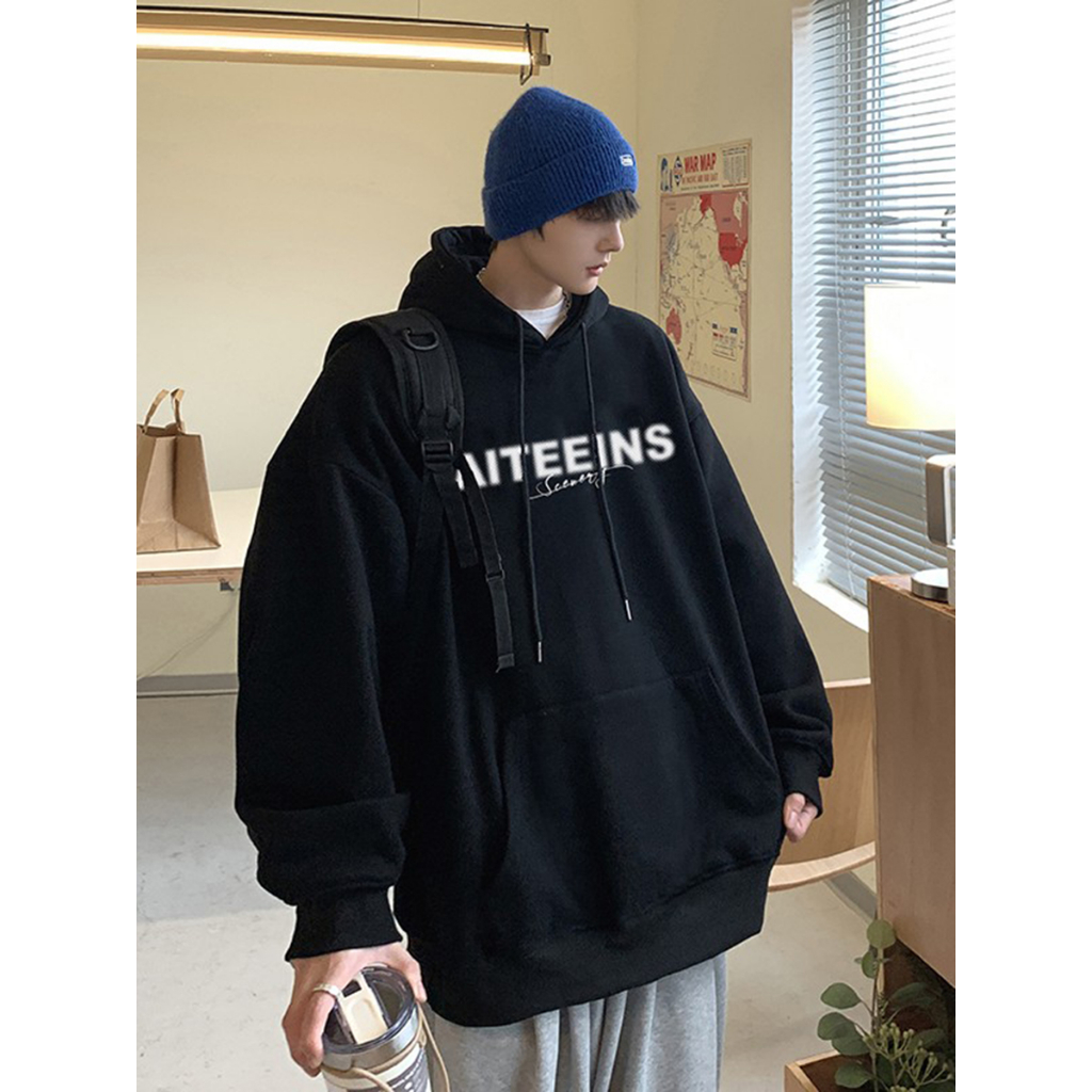 Áo hoodie nam nữ form rộng, áo khoác hoodie nam ATTENINS 2 màu đen xám Basic thời trang Ulzzang Hàn Quốc