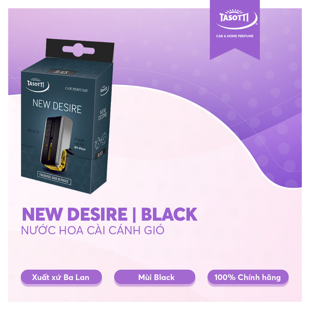 Nước Hoa Kẹp Cửa Gió xe hơi TASOTTI NEW DESIRE, Nước Hoa Ô tô Chiết Xuất Thiên Nhiên | BigBuy360 - bigbuy360.vn