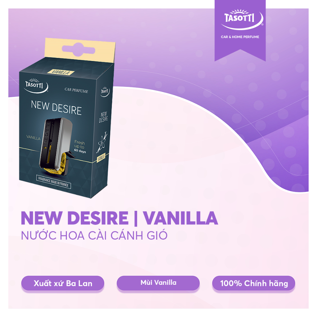 Nước Hoa Kẹp Cửa Gió xe hơi TASOTTI NEW DESIRE, Nước Hoa Ô tô Chiết Xuất Thiên Nhiên | BigBuy360 - bigbuy360.vn