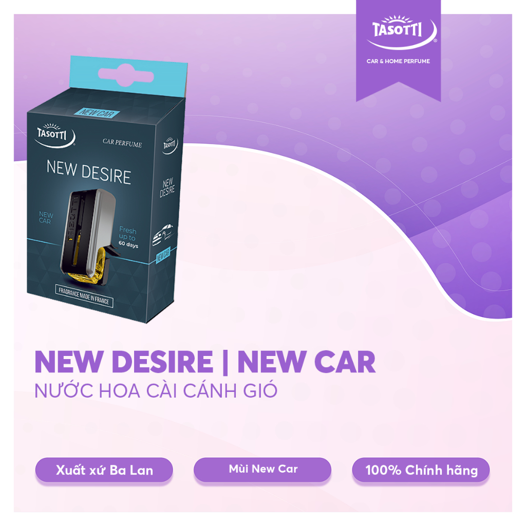 Nước Hoa Kẹp Cửa Gió xe hơi TASOTTI NEW DESIRE, Nước Hoa Ô tô Chiết Xuất Thiên Nhiên | BigBuy360 - bigbuy360.vn