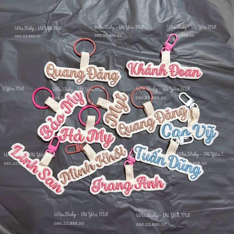 Nametag thêu tên bé, thẻ tên bé treo balo, đồ dùng tránh thất lạc