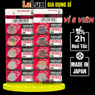 Pin Cr2032 Cr2025 Cr2016 VỈ 5 VIÊN Pin Cmos Panasonic và Maxcell - Pin Cúc Áo cho Đồng Hồ Laptop Đo Đường Huyết LALUX