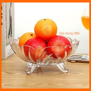 Đĩa thuỷ tinh pha lê 3 chân đựng hoa quả, mứt tết cao cấp