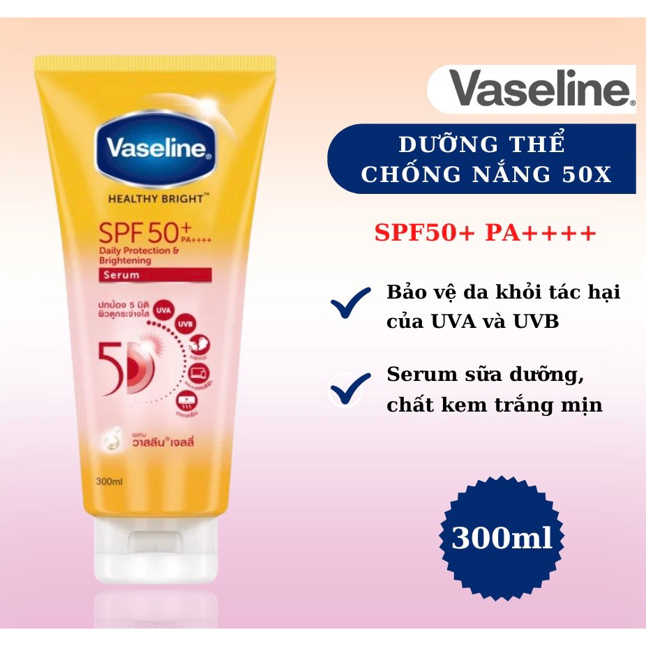 DƯỠNG THỂ VASELINE THÁI CHỐNG NẮNG BODY 50X SPF50 320ML