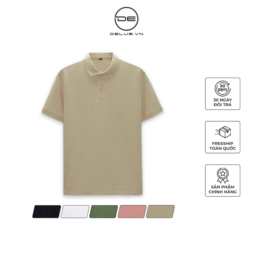 Áo Polo Trơn 5 Màu Cho Nam, Vải Cá Sấu USA Thoáng Mát, Ít Nhăn - Delus Official